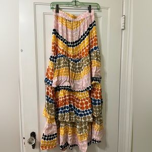 The Odells colorful tiered maxi skirt size S NWOT
